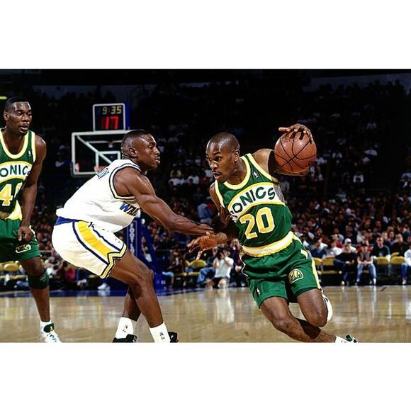 NEW Seattle Supersonics 90s Logo 7 snapback hat black green NBA Sonics vintage - Picture 9 of 10